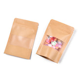 100 pc Resealable Kraft Paper Bags, Resealable Bags, Small Kraft Paper Stand up Pouch, with Window, Sandy Brown, 15.2x1.1cm