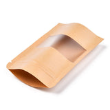 100 pc Resealable Kraft Paper Bags, Resealable Bags, Small Kraft Paper Stand up Pouch, with Window, Sandy Brown, 15.2x1.1cm