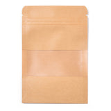 100 pc Resealable Kraft Paper Bags, Resealable Bags, Small Kraft Paper Stand up Pouch, with Window, Sandy Brown, 15.2x1.1cm