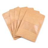 100 pc Resealable Kraft Paper Bags, Resealable Bags, Small Kraft Paper Stand up Pouch, with Window, Sandy Brown, 15.2x1.1cm