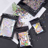 1 Bag 120Pcs 4 Style Rectangle Zip Lock Plastic Laser Bags, with Clear Window, Resealable Bags, Black, 30pcs/style