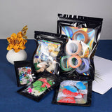 1 Bag 120Pcs 4 Style Rectangle Zip Lock Plastic Laser Bags, with Clear Window, Resealable Bags, Black, 30pcs/style