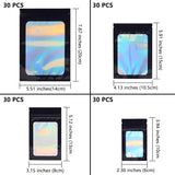 1 Bag 120Pcs 4 Style Rectangle Zip Lock Plastic Laser Bags, with Clear Window, Resealable Bags, Black, 30pcs/style