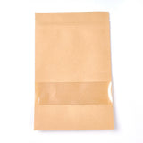 100 pc Kraft Paper Zip Lock bag, Small Kraft Paper Stand up Pouch, Resealable Bags, with Window, BurlyWood, 22x13.95cm, Unilateral Thickness: 5.5 Mil(0.14mm)