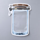50 pc Reusable Mason Jar Shape Zipper Sealed Bags, Fresh Airtight Seal Food Storage Bags, for Nuts Candy Cookies, Sky Blue, 24.5x17.1cm