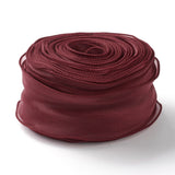 1 Group Sheer Organza Ribbon, Wide Ribbon for Wedding Decorative, Indian Red, 1-1/2 inch(38mm), 50yards/roll(45.72m/roll), 5rolls/group, 250yards/group(228.6m/group)