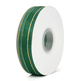 Solid Color Organza Ribbons, Golden Wired Edge Ribbon, for Party Decoration, Gift Packing, Dark Green, 1(25mm), about 50yard/roll(45.72m/roll)