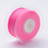 1 Roll Polyester Frayed Grosgrain Ribbons, Printed, with Fringe Tassel, Hot Pink, 1-1/2 inch(38mm), about 50yards/roll(45.72m/roll)