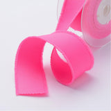 1 Roll Polyester Frayed Grosgrain Ribbons, Printed, with Fringe Tassel, Hot Pink, 1-1/2 inch(38mm), about 50yards/roll(45.72m/roll)