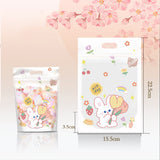 2 Bag Rectangle Composite Material Ziplock Mylar Stand Up Bag, Clear Window Smell Proof Resealable for Packaging Pouch Party Favor Food Lipgloss Jewelry Storage, Rabbit Pattern, 22.5x15.5x3.5cm, 50pcs/set