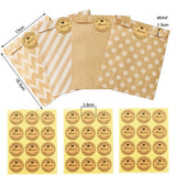 6 Set Rectangle with Pattern Paper Baking Bags, No Handle & Oil-proof Bags, with Sticker, for Gift & Food Wrapping, Word, 16.5x13cm