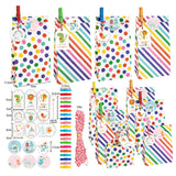 2 Set Paper Bags Sets, No Handle, with Stickers, Tags, Wood Clips, Cotton Rope, Animal Pattern, 5.5x9x18cm