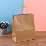 50 pc Kraft Paper Bags, with Hemp Rope Handles, Gift Bags, Shopping Bags, Rectangle, Tan, 8x15x21cm