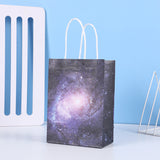 36 pc Starry Sky Pattern Kraft Paper Bags, with Hemp Rope, Gift Bags, Shopping Bags, Rectangle, Star Pattern, 15x8x21cm