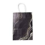 36 pc Kraft Paper Bags, with Handle, Gift Bags, Shopping Bags, Rectangle with Marble Pattern, Black, 15x8x21cm