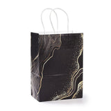 36 pc Kraft Paper Bags, with Handle, Gift Bags, Shopping Bags, Rectangle with Marble Pattern, Black, 15x8x21cm
