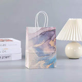 36 pc Kraft Paper Bags, with Handle, Gift Bags, Shopping Bags, Rectangle with Marble Pattern, Colorful, 15x8x21cm