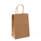 36 pc Kraft Paper Bags, with Handle, Gift Bags, Shopping Bags, Rectangle, Stripe Pattern, 15x8x21cm