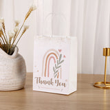 48 pc Kraft Paper Bags, with Handle, Gift Bags, Shopping Bags, Rectangle with Word Thank You, Grass Pattern, 15x8x21cm