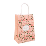 48 pc Kraft Paper Bags, with Handle, Gift Bags, Shopping Bags, Rectangle with Flower Pattern, Light Coral, 15x8x21cm
