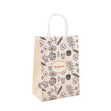 48 pc Kraft Paper Bags, with Handle, Gift Bags, Shopping Bags, Rectangle with Flower Pattern, Antique White, 15x8x21cm