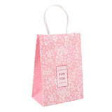 48 pc Kraft Paper Bags, with Handle, Gift Bags, Shopping Bags, Rectangle with Flower Pattern, Pink, 15x8x21cm