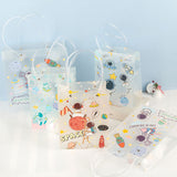 20 pc Transparent Rectangle PVC Plastic Bags, with Handle, for Shopping, Crafts, Gifts, Space Theme Pattern, 20.5x16x9cm