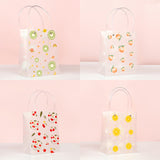 20 pc Transparent Rectangle PVC Plastic Bags, with Handle, for Shopping, Crafts, Gifts, Fruit Pattern, 20.5x16x9cm