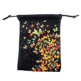 5 pc Velvet Packing Pouches Drawstring Bags, Rectangle with Butterfly Pattern, Black, 18x13cm