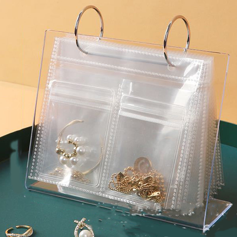 2 Set 3 Inch Transparent Plastic Jewelry Storage Flip Album, with 30Pcs  Clear Zip Lock Bags, Desktop PVC Anti Oxidation Jewelry Storage Organizer  for
