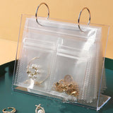 2 Set 3 Inch Transparent Plastic Jewelry Storage Flip Album, with 30Pcs Clear Zip Lock Bags, Desktop PVC Anti Oxidation Jewelry Storage Organizer for Rings Necklaces Bracelets Earrings Jewelry Beads, Clear, Album: 5.5x15.7x13.5cm, Bag: 8x6cm