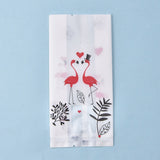 5 Bag OPP Cellophane Bag, Bakery Bag, Printed, Frosted, Rectangle with Flamingo Pattern, Colorful, 14.9x7.1x0.02cm