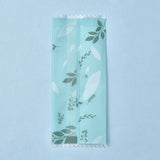 10 Bag Plastic Bags, with Words Handmade & Printed leaves Pattern, Bag for Packing Biscuit, Available for Bag Heat Sealer, Rectangle, Light Green, 9.6x3.9x0.02cm