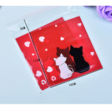10 Bag Kitten Printed Plastic Bags, with Adhesive, Couple Cat, Colorful, 14x10cm, Unilateral Thickness: 0.035mm, Inner Measure: 11x10cm, about 95~100pcs/bag