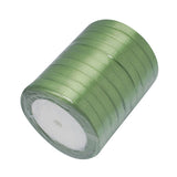 1 Group Single Face Satin Ribbon, Polyester Ribbon, Yellow Green, 1/4 inch(6mm), about 25yards/roll(22.86m/roll), 10rolls/group, 250yards/group(228.6m/group)