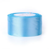 Single Face Satin Ribbon, Polyester Ribbon, Sky Blue, 2 inch(50mm), about 25yards/roll(22.86m/roll), 100yards/group(91.44m/group), 4rolls/group
