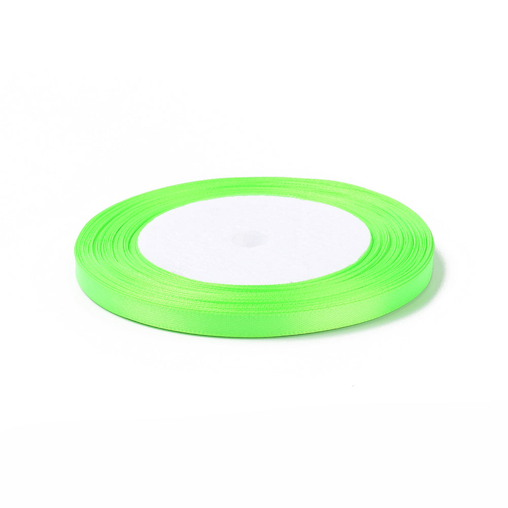 Single Face Satin Ribbon, Polyester Ribbon, Yellow Green, 1/4 inch(6mm), about 25yards/roll(22.86m/roll), 10rolls/group, 250yards/group(228.6m/group)