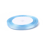 Single Face Satin Ribbon, Polyester Ribbon, Light Blue, 1/4 inch(6mm), about 25yards/roll(22.86m/roll), 10rolls/group, 250yards/group(228.6m/group)