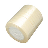Single Face Satin Ribbon, Polyester Ribbon, Beige, 1/4 inch(6mm), about 25yards/roll(22.86m/roll), 10rolls/group, 250yards/group(228.6m/group)