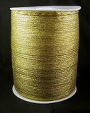 Glitter Metallic Ribbon, Sparkle Ribbon, DIY Material for Organza Bow, Double Sided, Golden Color, Size: about 1/8 inch(3mm) wide, 880Yards/Roll(811.98m/roll)