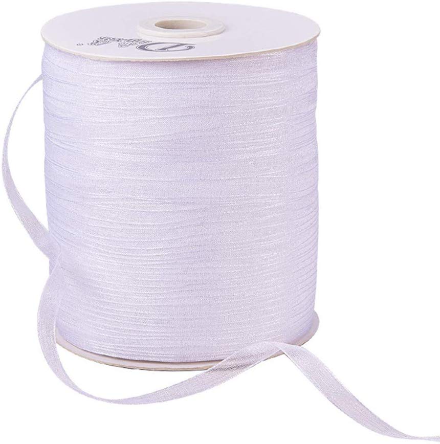 1Roll 1/4 500 Yards/Roll Sparkle Sheer Organza Ribbon for Christmas Festive Decoration DIY Crafts Arts & Garden, White ?-