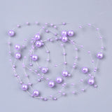 1 Bag Plastic Imitation Pearl Beaded Trim Garland Strand, Great for Door Curtain, Wedding Decoration DIY Material, Lilac, 3~8mm, about 106~108pcs/strand, 200strand/bag, 53.15 inch