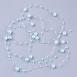 1 Bag Plastic Imitation Pearl Beaded Trim Garland Strand, Great for Door Curtain, Wedding Decoration DIY Material, Pale Turquoise, 3~8mm, about 106~108pcs/strand, 200strand/bag, 53.15 inch
