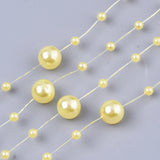 1 Bag Plastic Imitation Pearl Beaded Trim Garland Strand, Great for Door Curtain, Wedding Decoration DIY Material, Yellow, 3~8mm, about 106~108pcs/strand, 200strand/bag, 53.15 inch