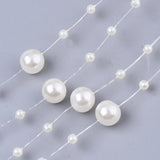 1 Bag Plastic Imitation Pearl Beaded Trim Garland Strand, Great for Door Curtain, Wedding Decoration DIY Material, Beige, 3~8mm, about 106~108pcs/strand, 200strand/bag, 53.15 inch