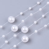 1 Bag Plastic Imitation Pearl Beaded Trim Garland Strand, Great for Door Curtain, Wedding Decoration DIY Material, White, 3~8mm, about 106~108pcs/strand, 200strand/bag, 53.15 inch