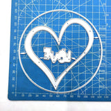 CRASPIRE Carbon Steel Cutting Dies Stencils, for DIY Scrapbooking/Photo Album, Decorative Embossing DIY Paper Card, Matte Platinum Color, with Word LOVE, Heart Pattern, 125x125x0.8mm, 5pc/Set