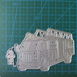 CRASPIRE Fire Fighting Truck Carbon Steel Cutting Dies Stencils, for DIY Scrapbooking/Photo Album, Decorative Embossing DIY Paper Card, Matte Platinum Color, Vehicle Pattern, 6.3x9.9cm, 10pc/Set