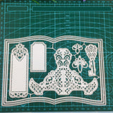 CRASPIRE Carbon Steel Cutting Dies Stencils, for DIY Scrapbooking/Photo Album, Decorative Embossing DIY Paper Card, Matte Platinum Color, Book Pattern, 19.5x13.6cm, 10pc/Set