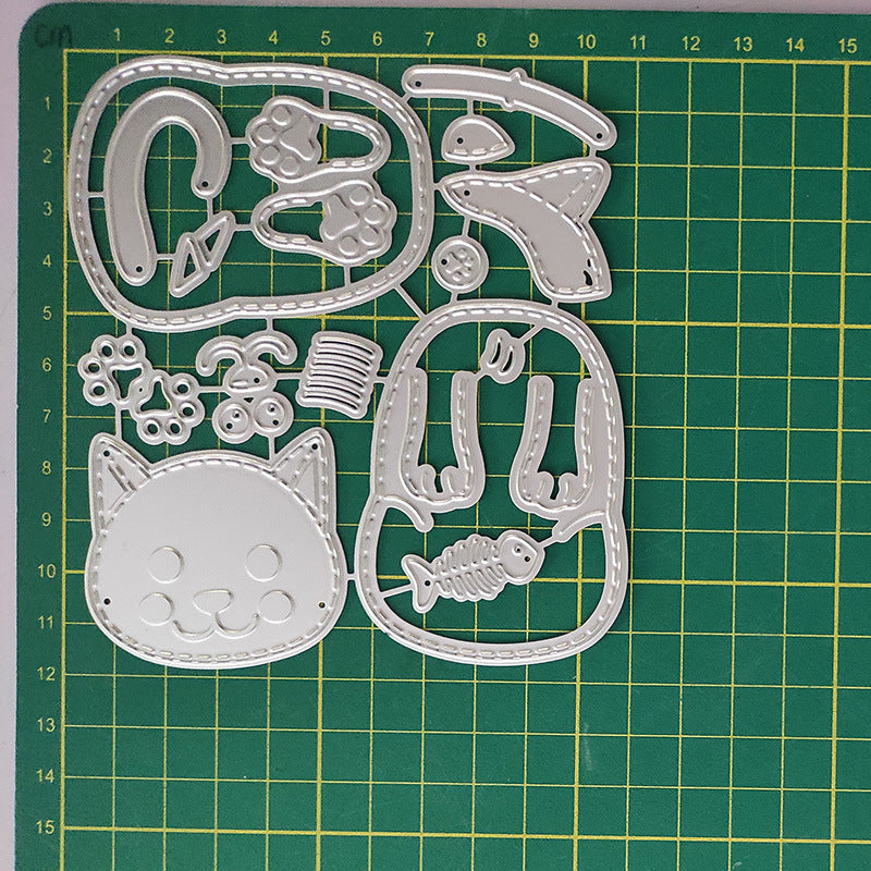 CRASPIRE Carbon Steel Cutting Dies Stencils, for DIY Scrapbooking, Photo Album, Decorative Embossing, Paper Card, Matte Platinum Color, Cat Pattern, 12x10.7cm, 10pcs/set